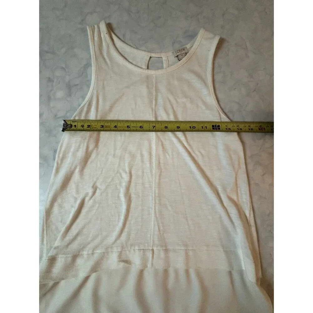 J.Crew Mixed Media Layered Hem Tank Top Women's XS Ivory White Keyhole Back
